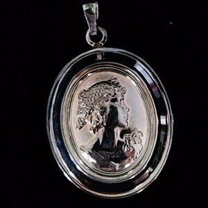 VINTAGE Sterling Silver 925 Cameo Milor Italy Pendant